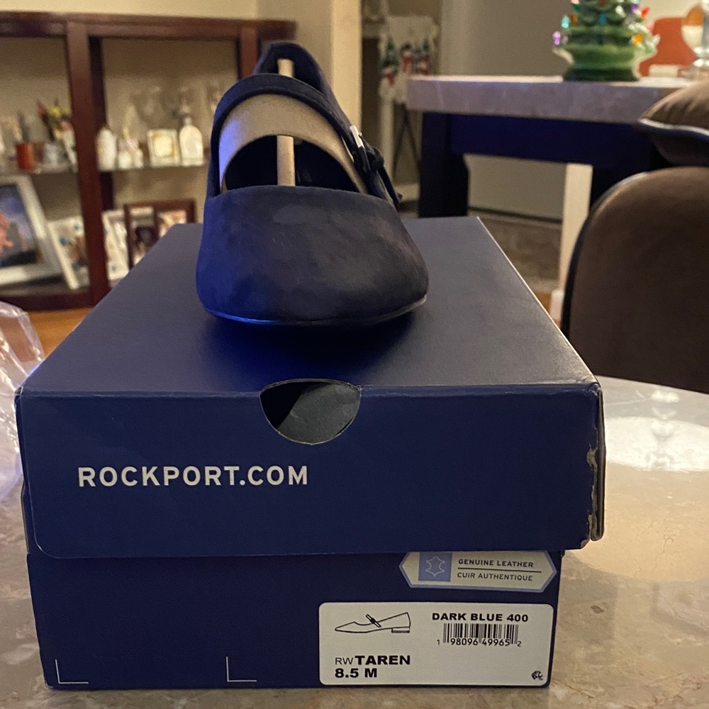 Rockport Women's Taren Navy Leather MaryJane suede shoes